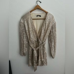 Sequin long sleeve romper
